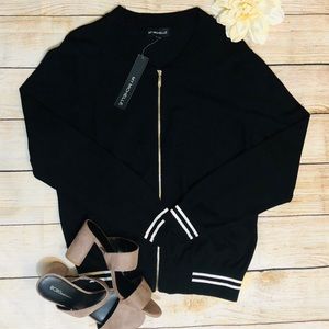 NWT My Michelle Full Zip Cardigan Black Sweater L